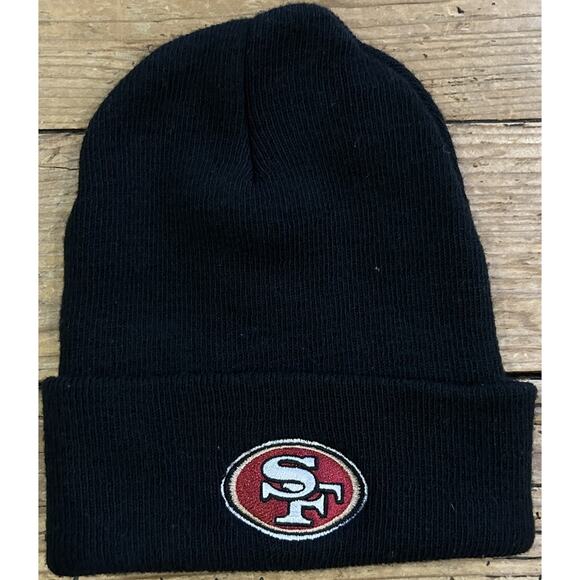 San Francisco 49ers BLACK Lined cuffed beanie winter hat cap - Picture 1 of 5